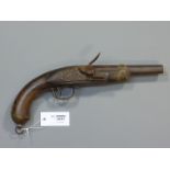 Early 19th century French 13 bore military flintlock holster pistol,