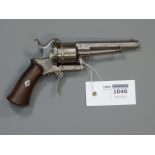 19th century Belgium 8mm 6 shot pin fire revolver,
