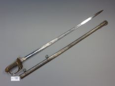 Victorian officer's sword, engraved 82cm blade by C Wallis Eton,