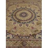 Persian Keshan design fawn ground rug carpet,