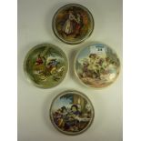 Four large Victorian Prattware pot lids 'Youth and Age', 'The Children of Flora',