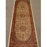 Persian Keshan red and beige ground rug runner,