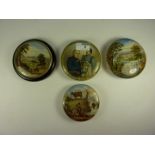 Four Victorian Prattware pot lids, ' The General', 'Strathfieldsay',