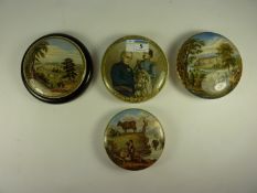 Four Victorian Prattware pot lids, ' The General', 'Strathfieldsay',