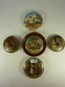 Five Victorian Prattware pot lids, two versions of 'First Appeal', 'Second Appeal',