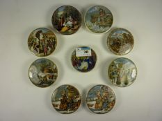 Nine various small Victorian Prattware pot lids