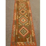 Chobi Kilim red ground runner rug,