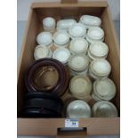 Large quantity of pot lid bases and various pot lid frames.