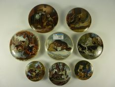 Eight Victorian Prattware pot lids with animal scenes, 'Country Quarters',