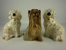 Beswick Yorkshire Terrier H13cm and a pair of Beswick Staffordshire style spaniels (3)