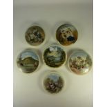 Six Victorian Prattware large pot lids, 'Napitima Trinidad', 'Charity',