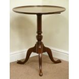 Georgian style mahogany circular top tripod table, D61cm,