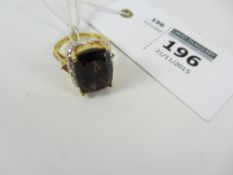 Large quartz dress gold-plated ring stamped 925