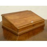 Victorian pine writing slope, hinged lid enclosing compartment fitted with two drawers,