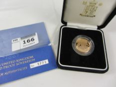 2005 Royal Mint gold proof sovereign no 5771 with certificate