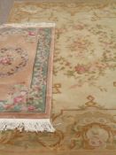 Large beige ground Chinese woollen rug carpet (283cm x 185),