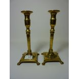 Pair George III brass candlesticks H23cm