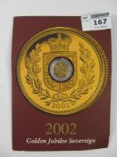 2002 Royal Mint Golden Jubilee gold proof sovereign no 0393 with certificate