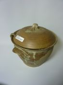 Studio pottery - Howard Charles (Masham) bowl H23cm with ladle