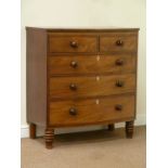 19th century mahogany banded bow front chest fitted with two short and three long drawers,