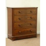 Victorian mahogany chest fitted with two short and three long drawers, rounded corners,