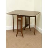 Edwardian mahogany drop leaf Sutherland table, W69cm,