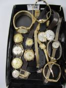 Old wristwatches in one box