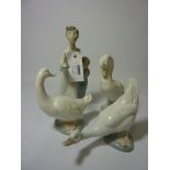 Nao figure group of two children H20cm and three Nao geese (4)