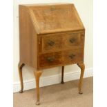 Mid 20th century walnut bureau fitted with two drawers, W61cm, H102cm,