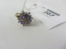 Gold-plated tanzanite cluster ring