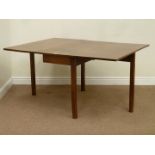 19th century mahogany dropleaf dining table on gateleg action base, W111cm,