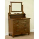 Early 20th century walnut dressing chest fitted with three graduating drawers and mirror, W92cm,