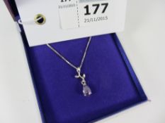 Amethyst leaf pendant necklace stamped 925