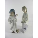 Lladro child in bath towel and child with a candle