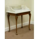 Early 20th century Carrera marble top washstand on mahogany and beech base with cabriole legs,