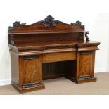 Victorian figured mahogany buffet sideboard fitted with four drawers and two cupboards either side,