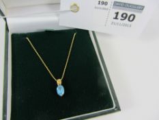 Blue topaz pendant necklace hallmarked 9ct