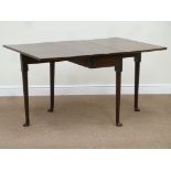 19th century mahogany drop leaf dining table on turned pad foot gateleg base,