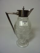 Glass claret jug with silverplated mounts in the manner of Christopher Dresser H21cm