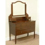 Edwardian inlaid mahogany dressing chest fitted with two short and two long drawers,