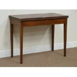 19th century mahogany rectangular fold over tea table with gateleg action base, W92cm, H74cm,