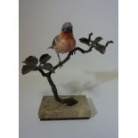 Albany bronze and china study 'Chaffinch' H23cm