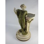 Royal Dux figure mother and child by fountain, decorated with rams head, no. 1256, H64cm Condition