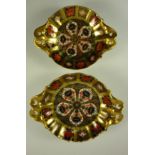 Two pedestal Royal Crown Derby trinket dishes, both pattern no.