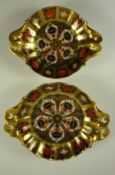 Two pedestal Royal Crown Derby trinket dishes, both pattern no.