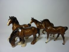 Four Beswick bay horses Condition Report A/F