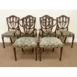 Set six (4+2) Edwardian mahogany Hepplewhite style dining chairs