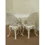 Ornate white painted cast aluminium garden table (D81cm x H69cm),