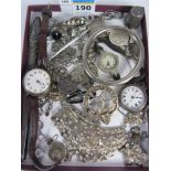 Victorian hallmarked silver sword brooch, lily of the valley brooch and others, bangle, watches,