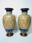Pair Doulton Lambeth Chine pattern vases,
